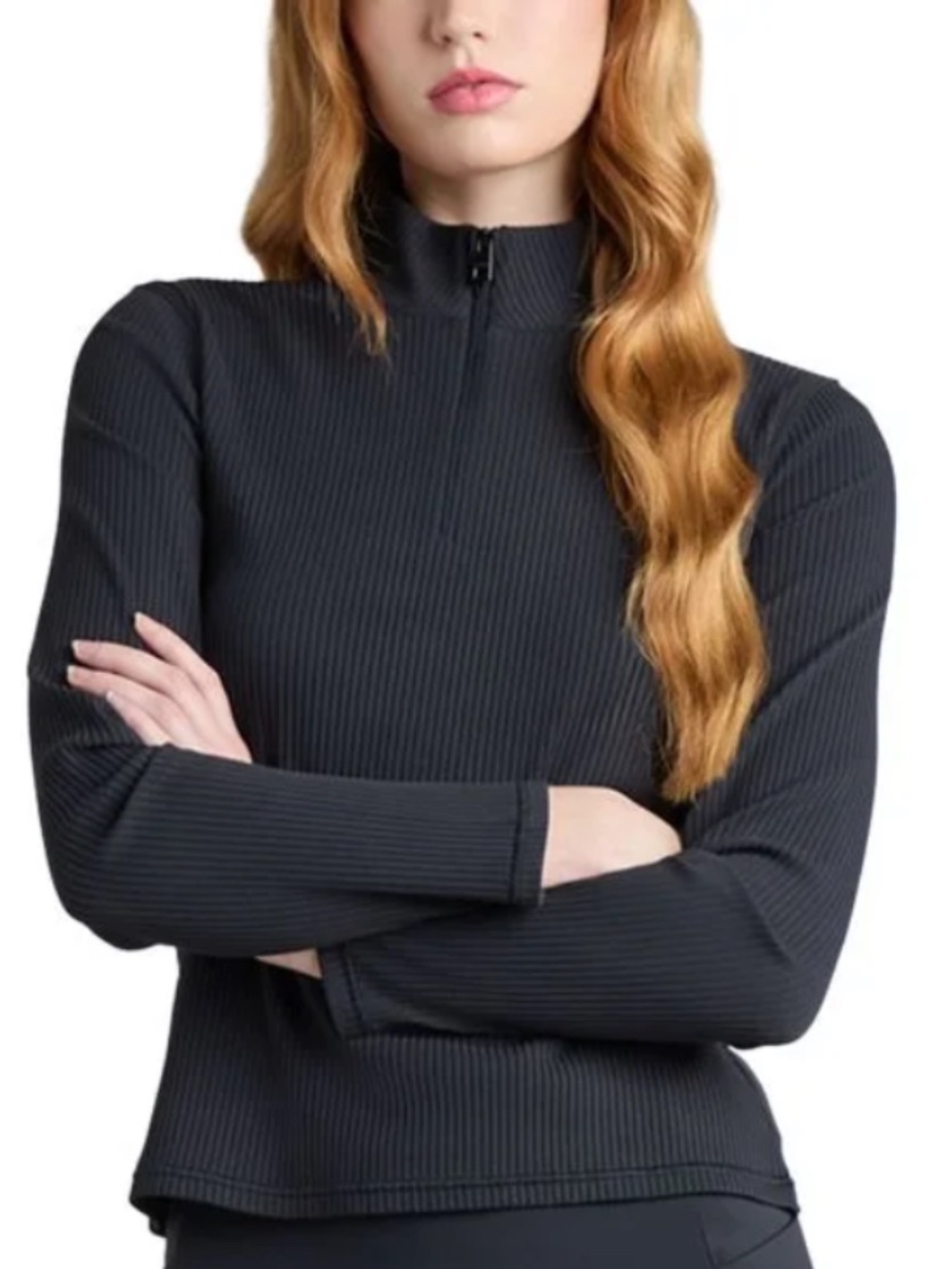G/FORE Women's Fitted Ribbed Quarter Zip Golf Pullover Onyx NWT